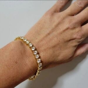 ❤️ VINTAGE CZ  BRACELET GOLD PLATE 925